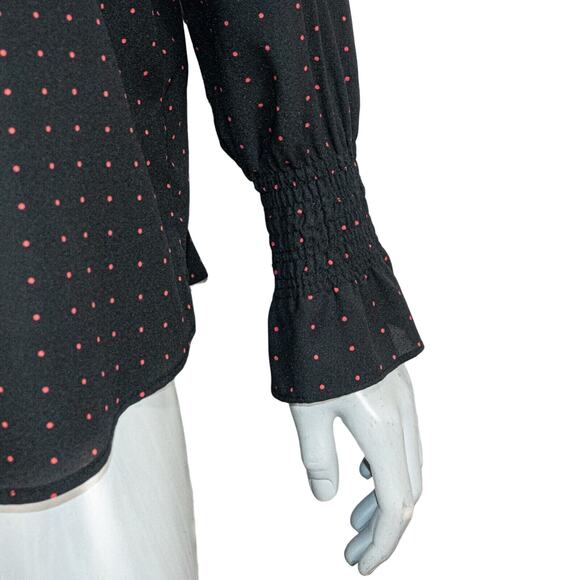 The KOOPLES Black Polka Dot Print Blouse tighten cuffs size Medium - Picture 10 of 12